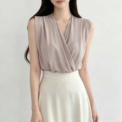 V-Neck Ruched Blouse