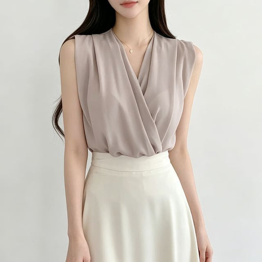 V-Neck Ruched Blouse