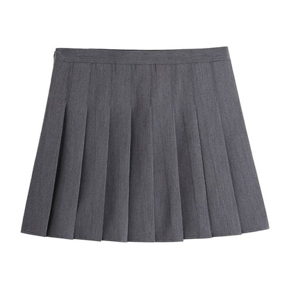 Round Neck Tee and Pleated Mini Skirt