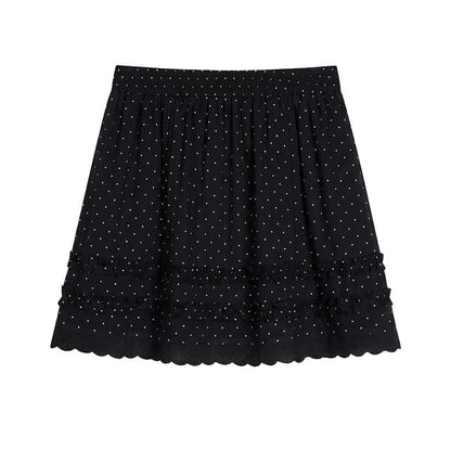 Tie-Neck Tee and Ruffled Mini Skirt