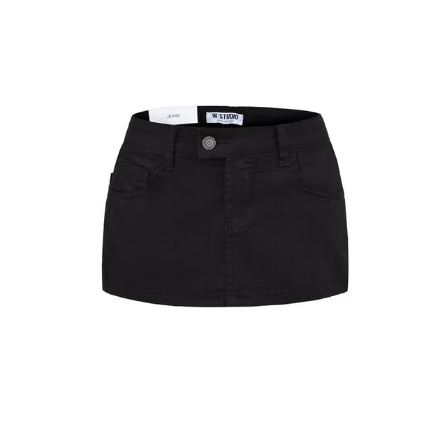 Mid Rise Washed Mini Denim Pencil Skirt