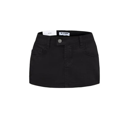 Mid Rise Washed Mini Denim Pencil Skirt