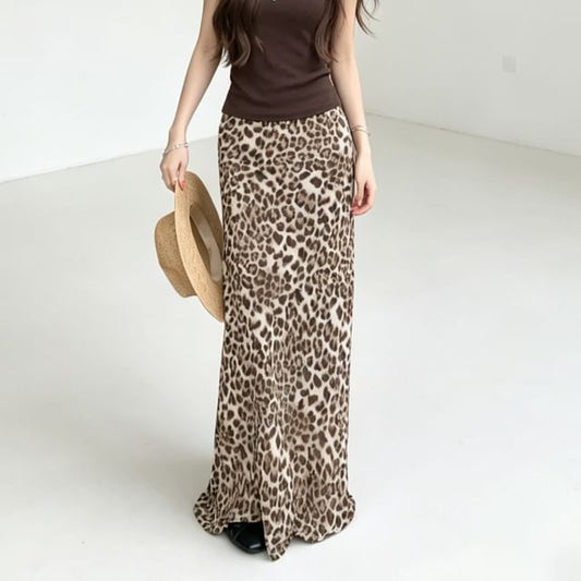 Mid Rise Leopard Print A-Line Skirt (Various Designs)