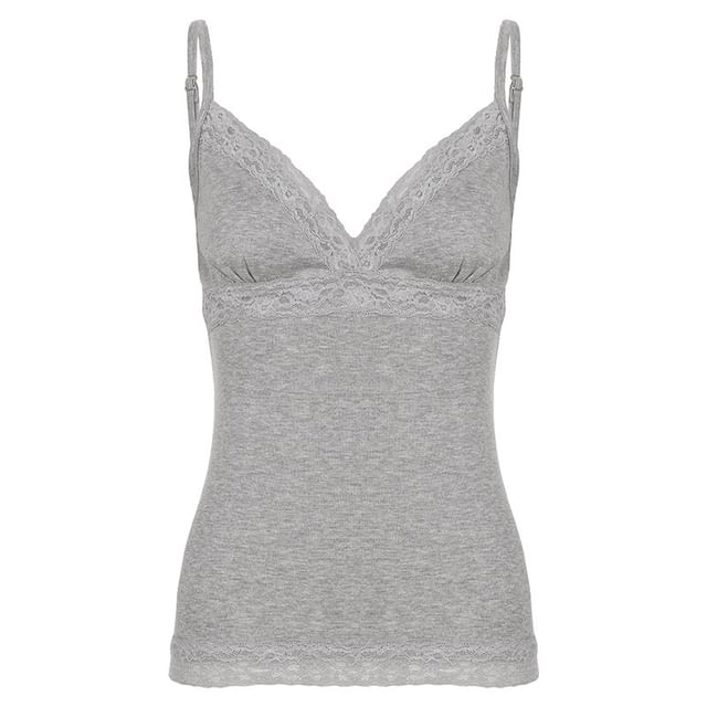 Lace-Trim Slim-Fit V-Neck Camisole Top