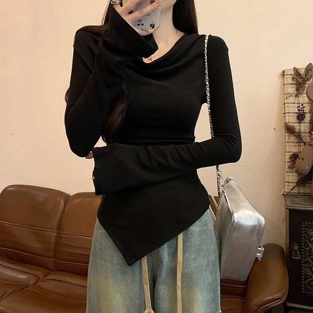 Flared Sleeve Asymmetrical Off Shoulder Top