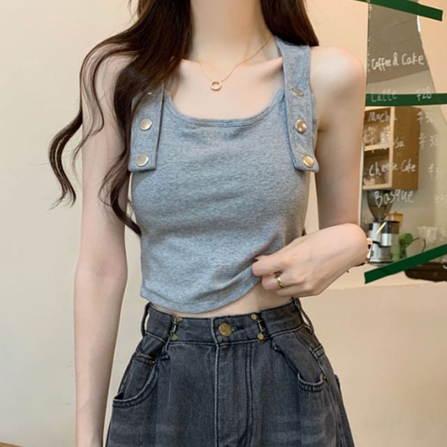 Scoop Neck Solid Tank Top