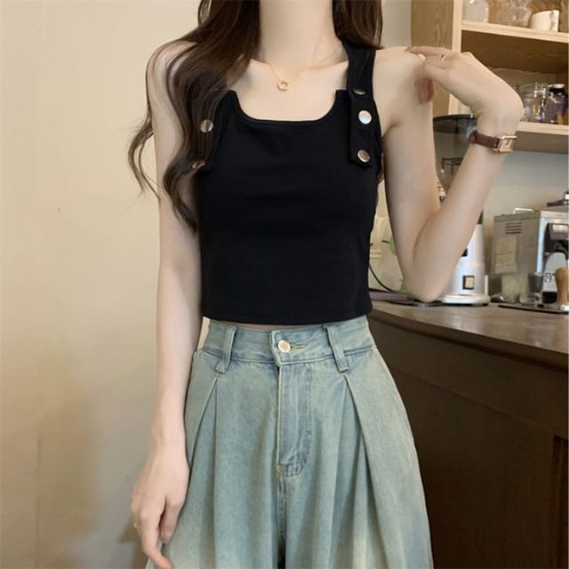 Scoop Neck Solid Tank Top