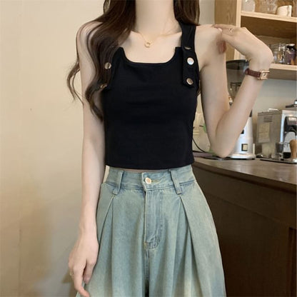 Scoop Neck Solid Tank Top