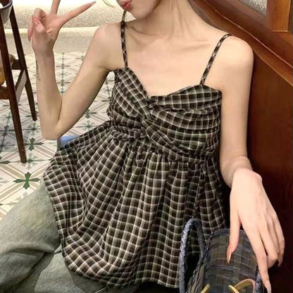 Plaid Knot Camisole Top