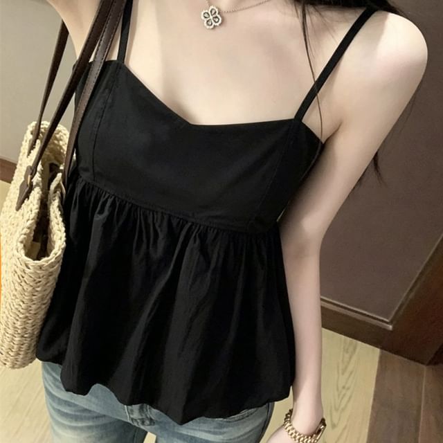 V-Neck Bubble Camisole with Spaghetti Straps