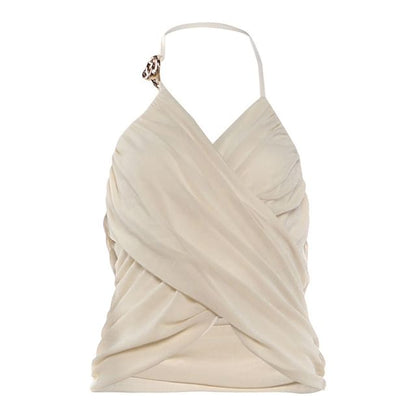 Ruched Wrap Halter Top in Solid Color