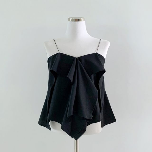 Plain Asymmetrical Ruffled Camisole Top