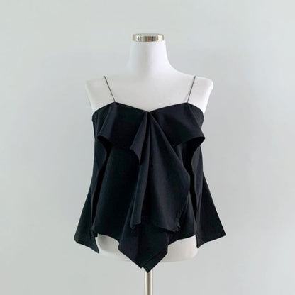 Plain Asymmetrical Ruffled Camisole Top