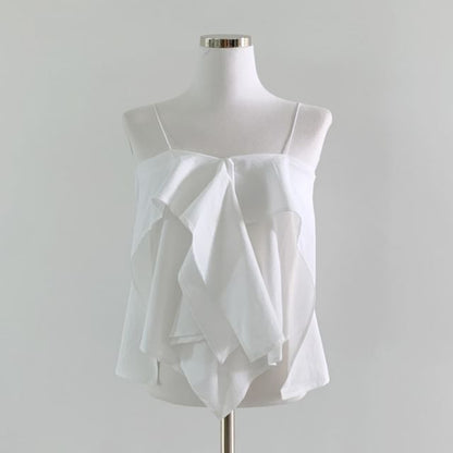 Plain Asymmetrical Ruffled Camisole Top