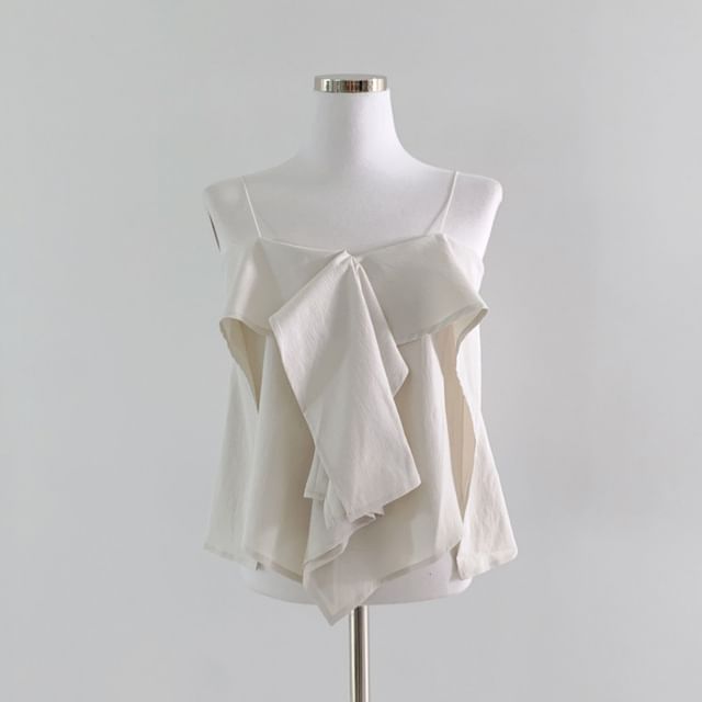 Plain Asymmetrical Ruffled Camisole Top