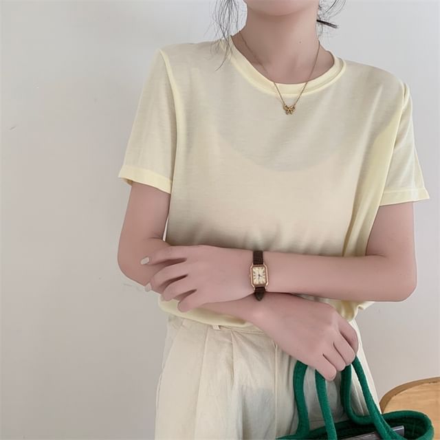 Short-Sleeve Crew Neck Plain T-Shirt