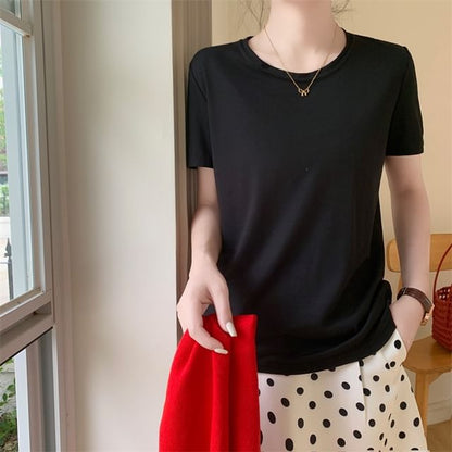 Short-Sleeve Crew Neck Plain T-Shirt