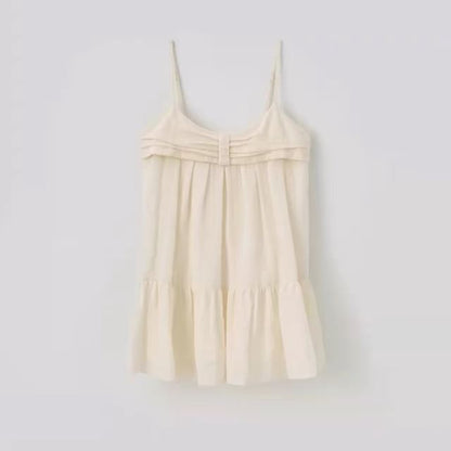 Spaghetti Strap Scoop Neck Plain Ruched Tunic