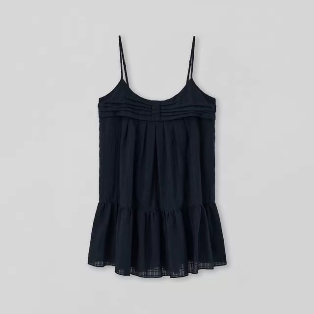 Spaghetti Strap Scoop Neck Plain Ruched Tunic