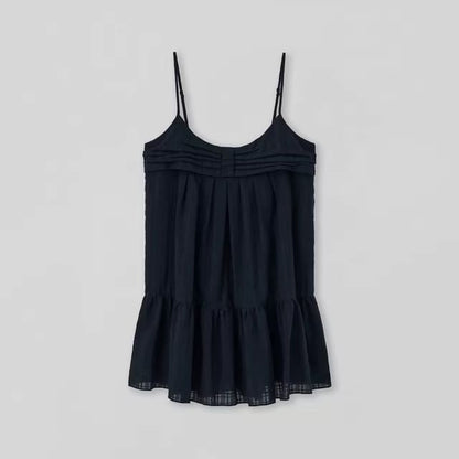 Spaghetti Strap Scoop Neck Plain Ruched Tunic