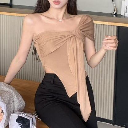Single Shoulder Knot Asymmetrical Camisole Top