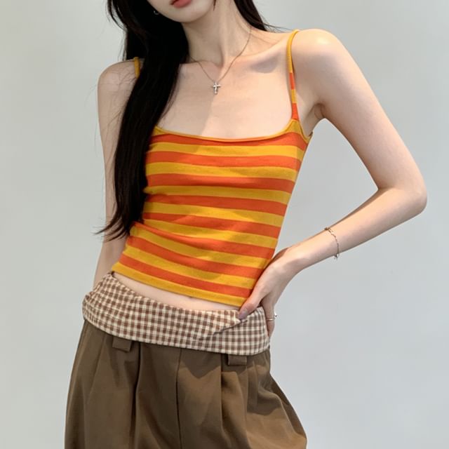 Striped Spaghetti Strap Scoop Neck Camisole