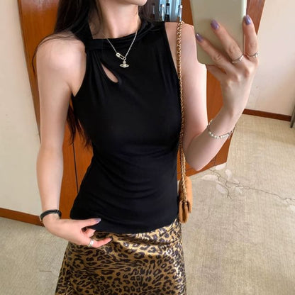 V-Neck Asymmetrical Sleeveless Blouse