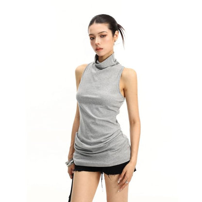 Turtleneck Twisted Racerback Slim Fit Tank Top