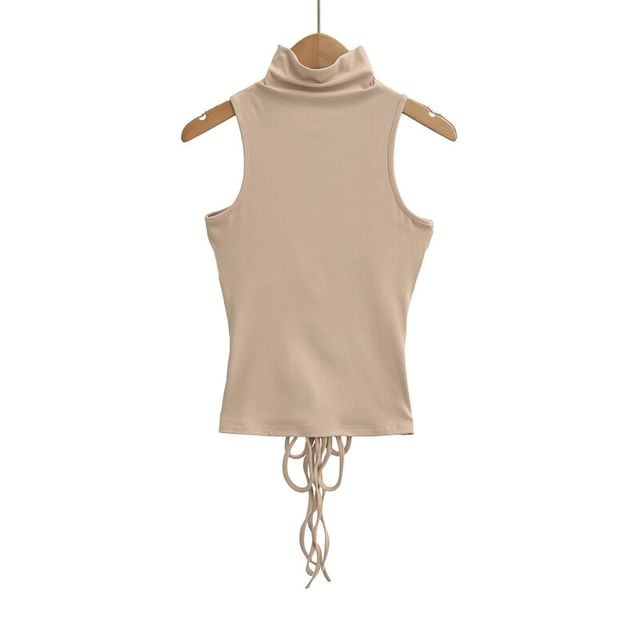 Sleeveless Mock Neck Plain Tank Top