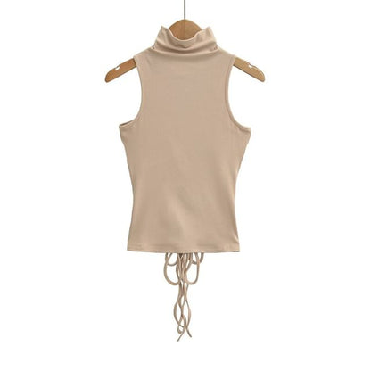 Sleeveless Mock Neck Plain Tank Top