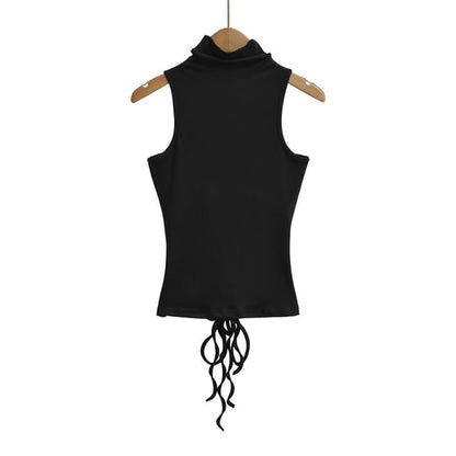Sleeveless Mock Neck Plain Tank Top