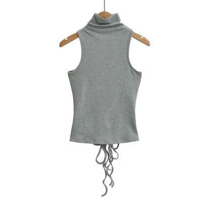 Sleeveless Mock Neck Plain Tank Top