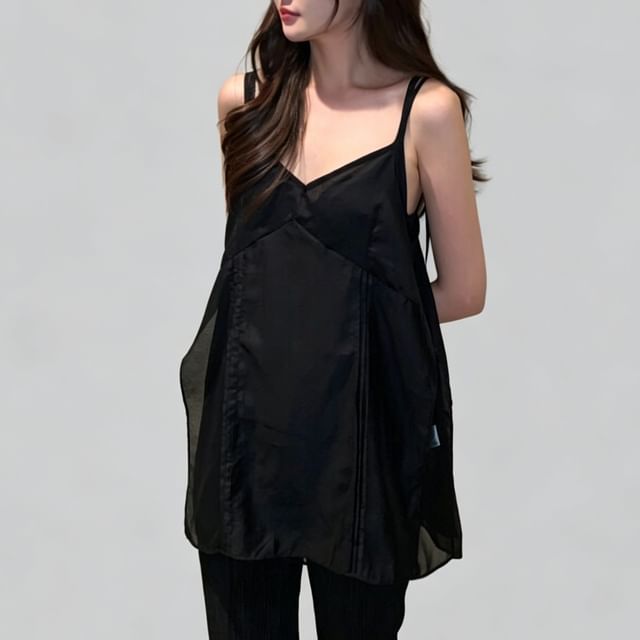 V-Neck Plain Flowy Camisole Top