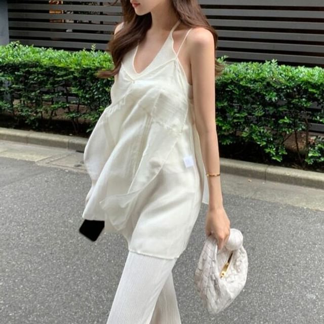 V-Neck Plain Flowy Camisole Top