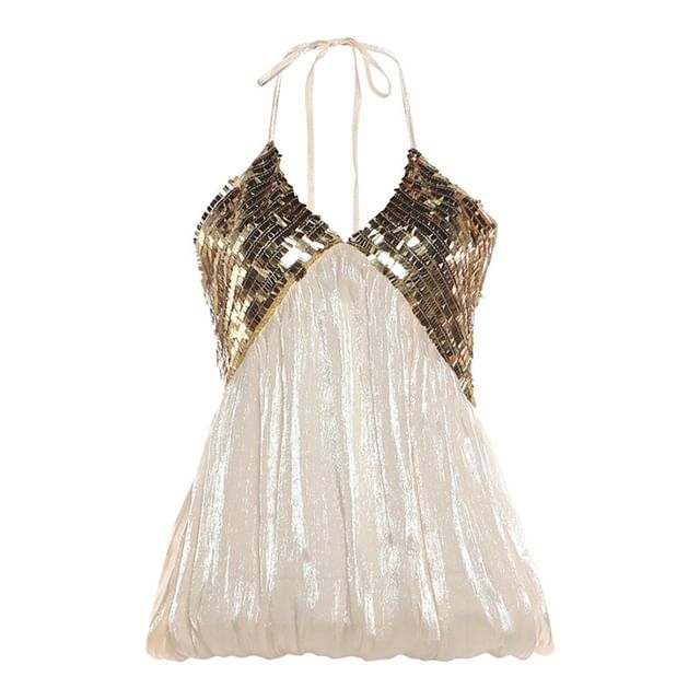 Sequined Flowy Halter Neck Top or Mini Pencil Skirt