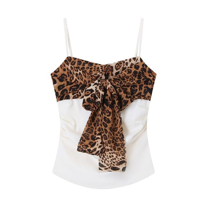 Leopard Panel Camisole with Snake Print Midi Skirt Set