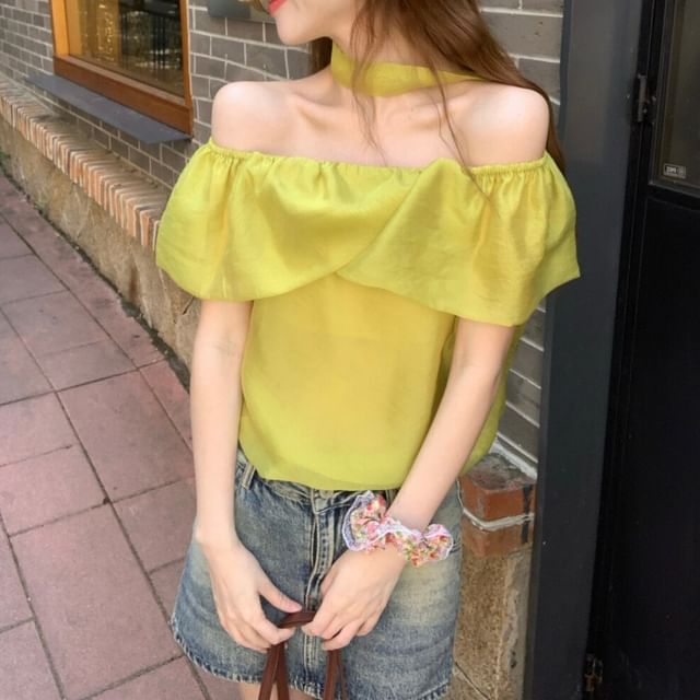 Off-Shoulder Mini Top with Sash