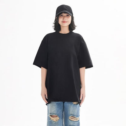 Oversized Plain Crew Neck Short Sleeve T-Shirt