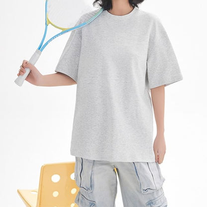 Oversized Plain Crew Neck Short Sleeve T-Shirt