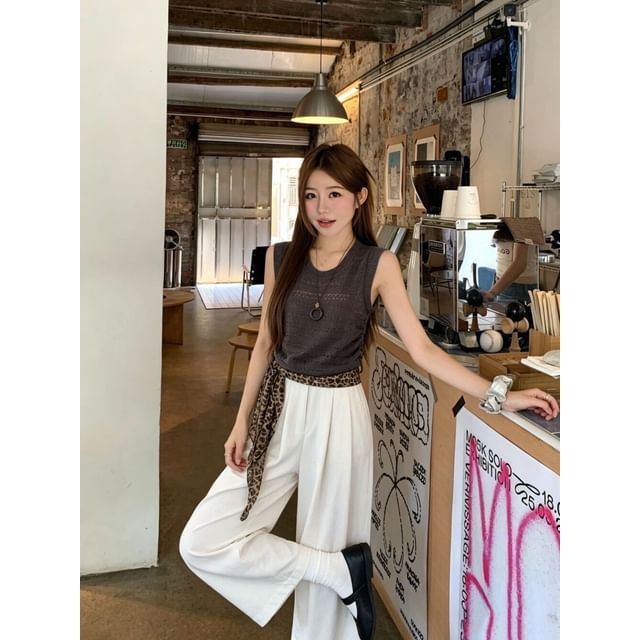 Scoop Neck Pointelle Knit Tank Top