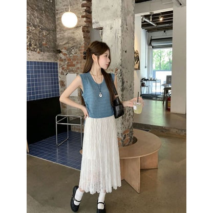 Scoop Neck Pointelle Knit Tank Top