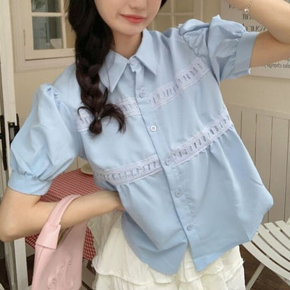 Puff Sleeve Striped Shirt