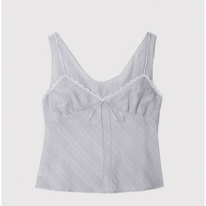 Lace Trim Sleeveless Blouse