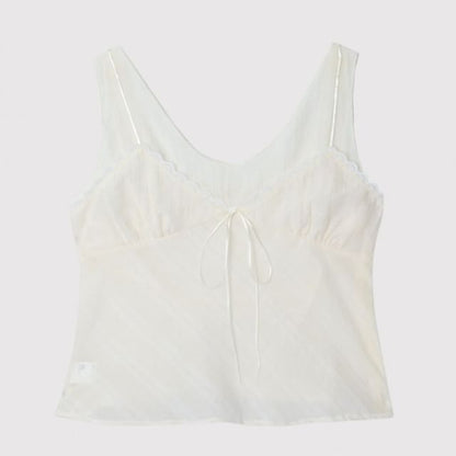 Lace Trim Sleeveless Blouse