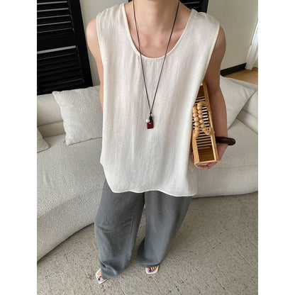 Sleeveless V-Neck Plain Top