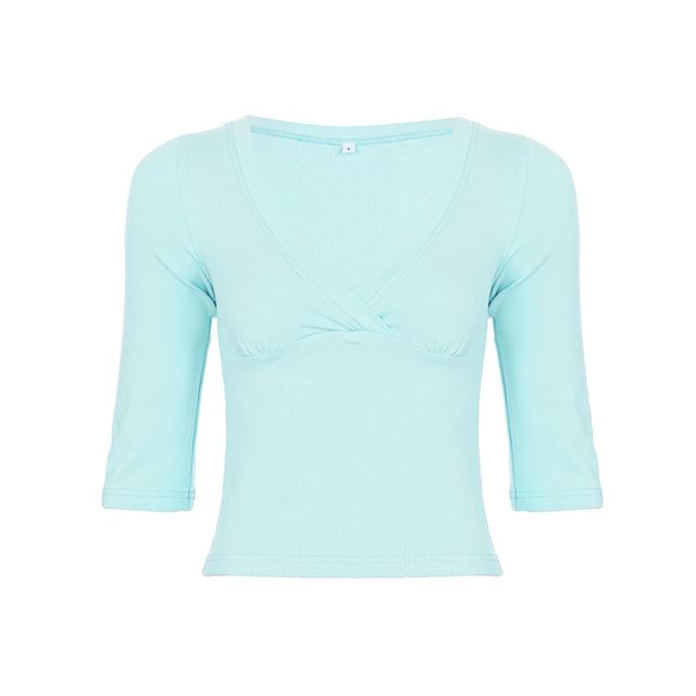 V-Neck Slim-Fit Crop T-Shirt