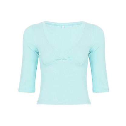 V-Neck Slim-Fit Crop T-Shirt