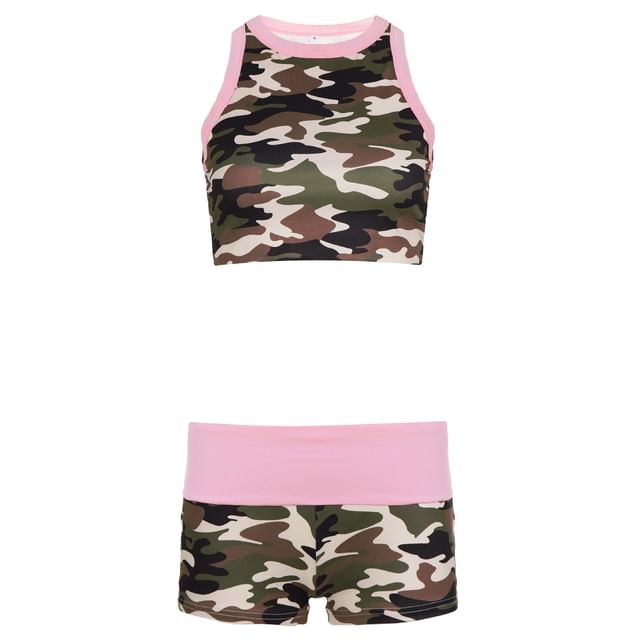 Camouflage Crop Tank and Shorts Set