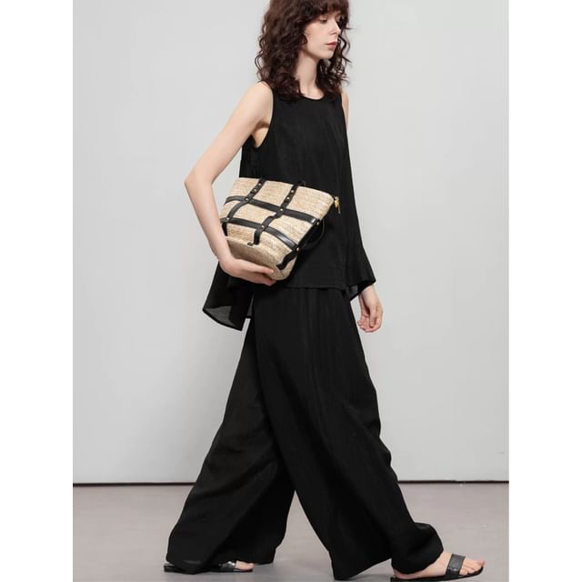 Linen Top and Wide Leg Pants Set
