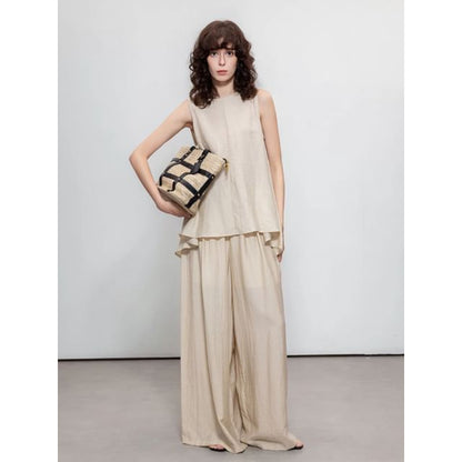 Linen Top and Wide Leg Pants Set